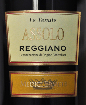 Etikett „Assolo“ Lambrusco Reggiano secco DOC 2019 - Medici & Figli Ermete