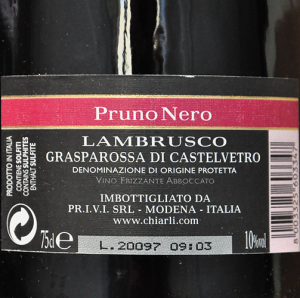 Etikett Lambrusco Pruno Nero