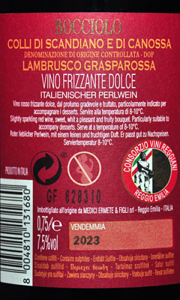 Etikett Lambrusco Grasparossa