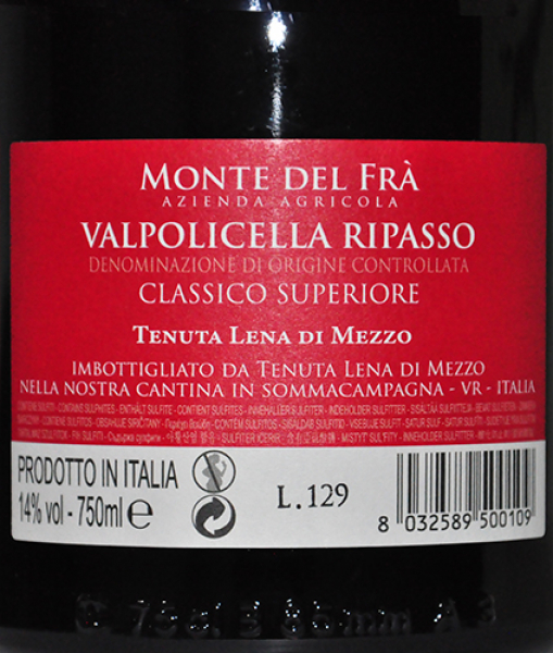 Etikett Valpolicella Ripasso Classico Superiore 2015 - Azienda Agricola Monte del Frá